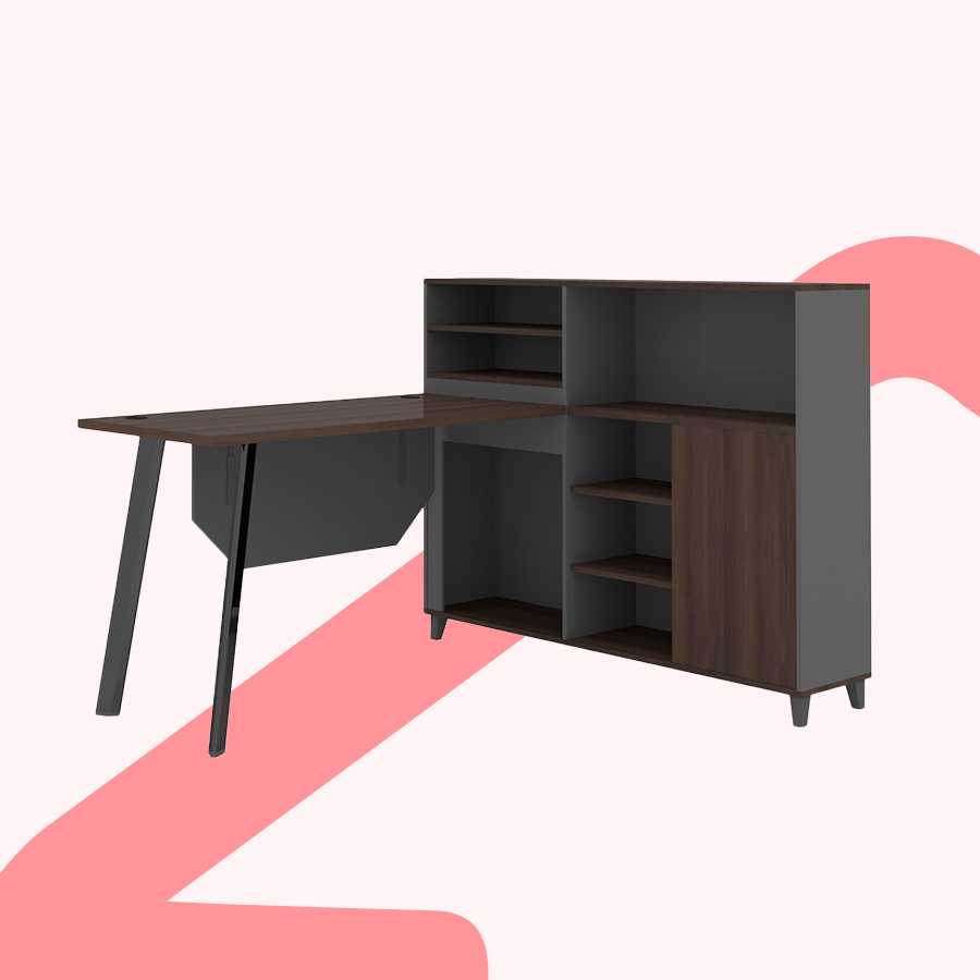 Alice 1S Desk with Side Storage Cabinet