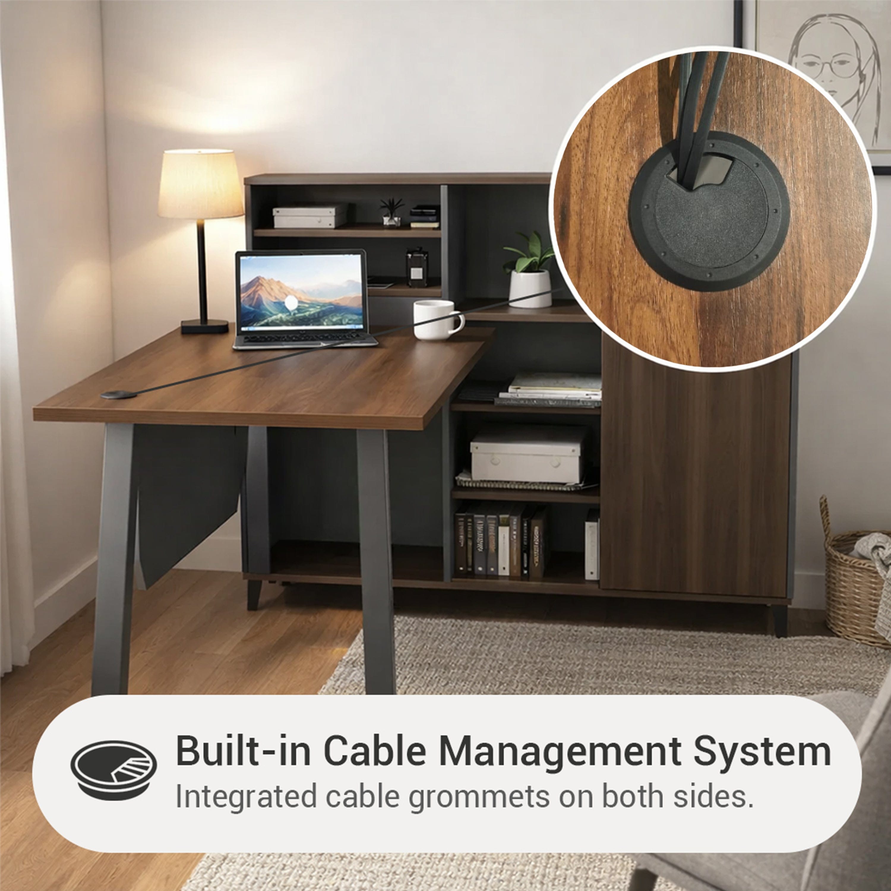 Alice 1S Desk with Side Storage Cabinet