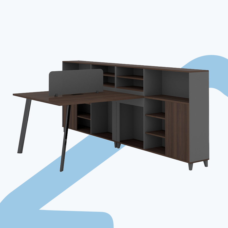 Alice 2S Desk with Side Storage Cabinet