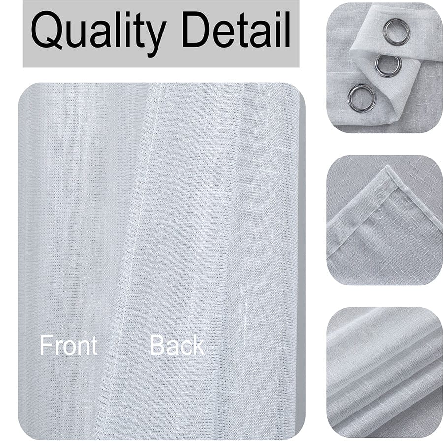 Alysin White Shiny Sheer Curtain