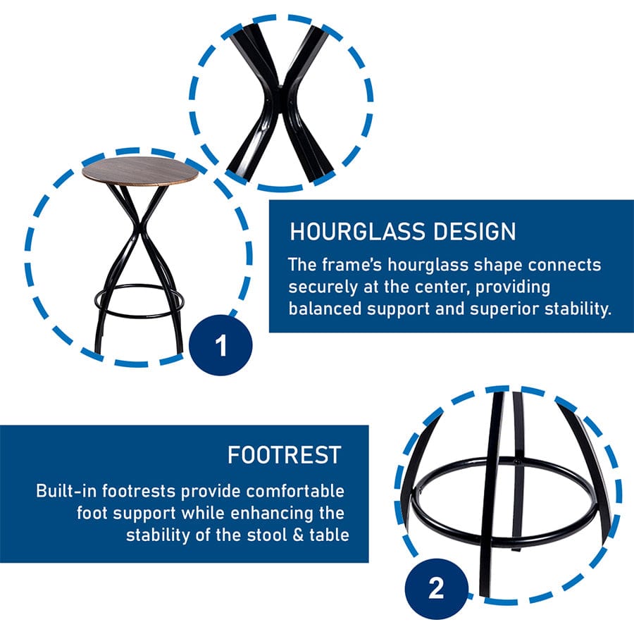 Arietta 2 Seater Pub Set - Walnut