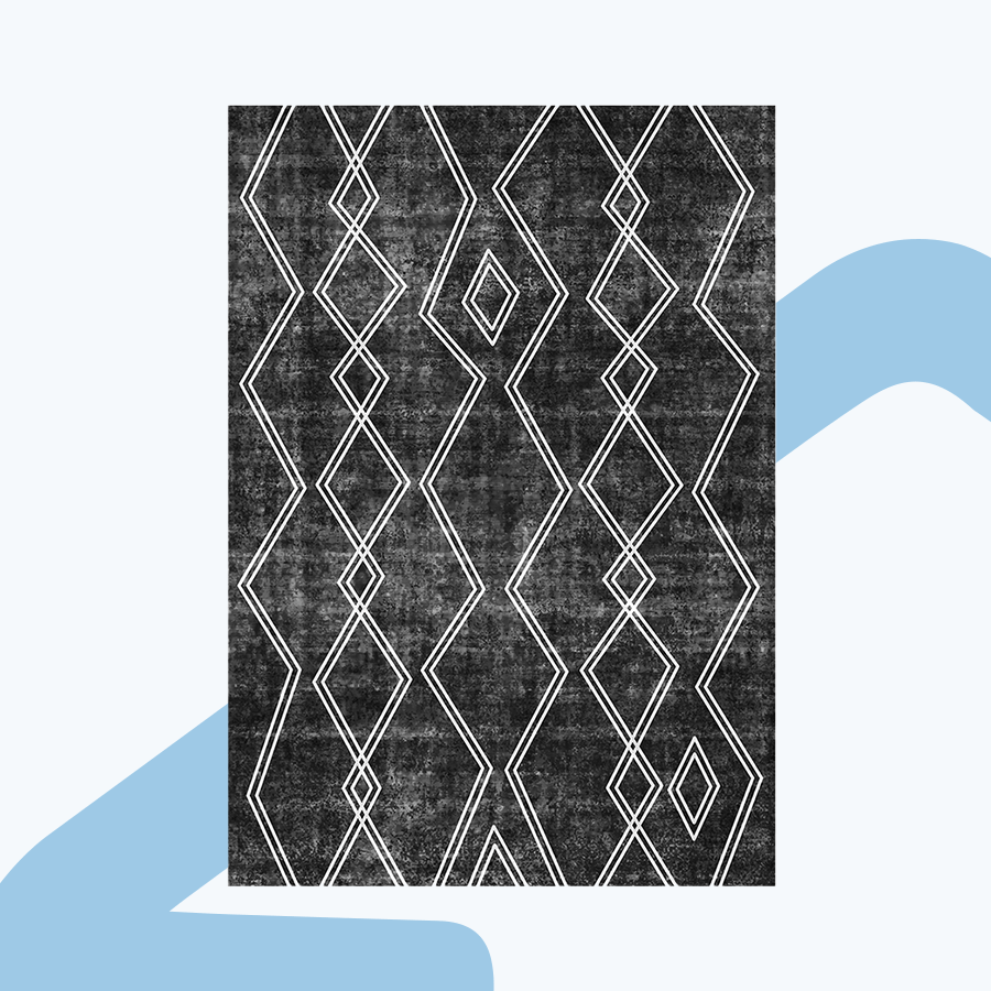 Arlen Boho Black Printed Rug