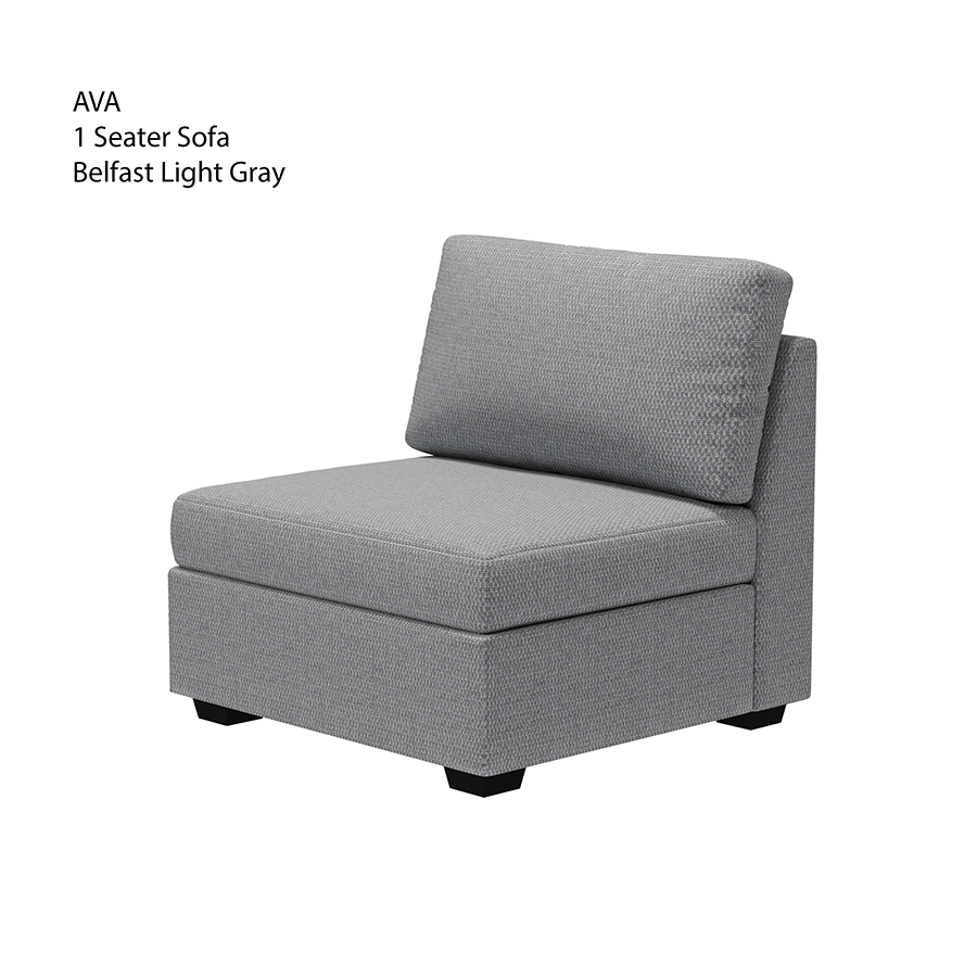 MORE AVA OPTIONS Ava 1 Seater Sofa Ava 1 Seater Sofa Fabric Belfast Light Gray Mandaue Foam