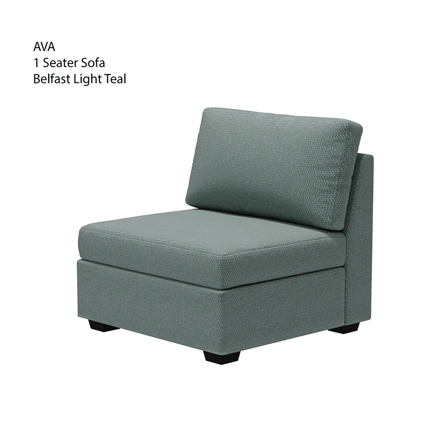 MORE AVA OPTIONS Ava 1 Seater Sofa Ava 1 Seater Sofa Fabric Belfast Light Teal Mandaue Foam