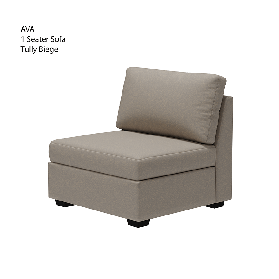 MORE AVA OPTIONS Ava 1 Seater Sofa Ava 1 Seater Sofa Leatherette Tully Beige Mandaue Foam