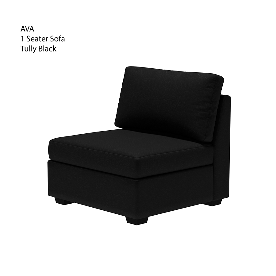 MORE AVA OPTIONS Ava 1 Seater Sofa Ava 1 Seater Sofa Leatherette Tully Black Mandaue Foam
