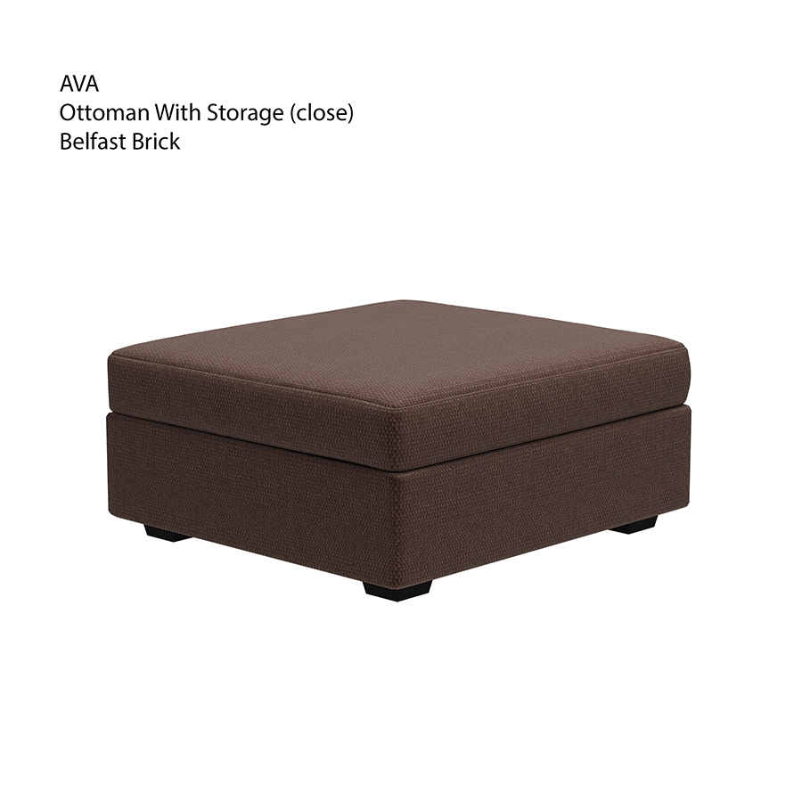 MORE AVA OPTIONS Ava Ottoman with Storage Ava Ottoman with Storage Fabric Belfast Brick Mandaue Foam