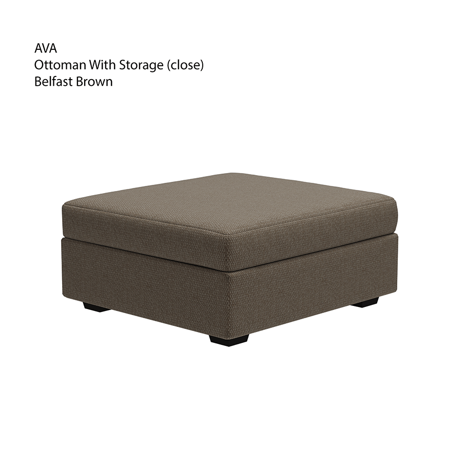 MORE AVA OPTIONS Ava Ottoman with Storage Ava Ottoman with Storage Fabric Belfast Brown Mandaue Foam