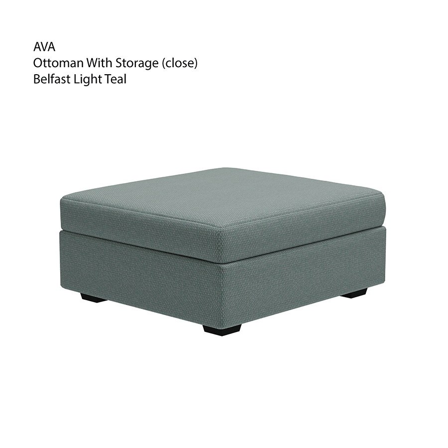 MORE AVA OPTIONS Ava Ottoman with Storage Ava Ottoman with Storage Fabric Belfast Light Teal Mandaue Foam
