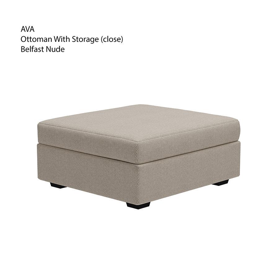 MORE AVA OPTIONS Ava Ottoman with Storage Ava Ottoman with Storage Fabric Belfast Nude Mandaue Foam