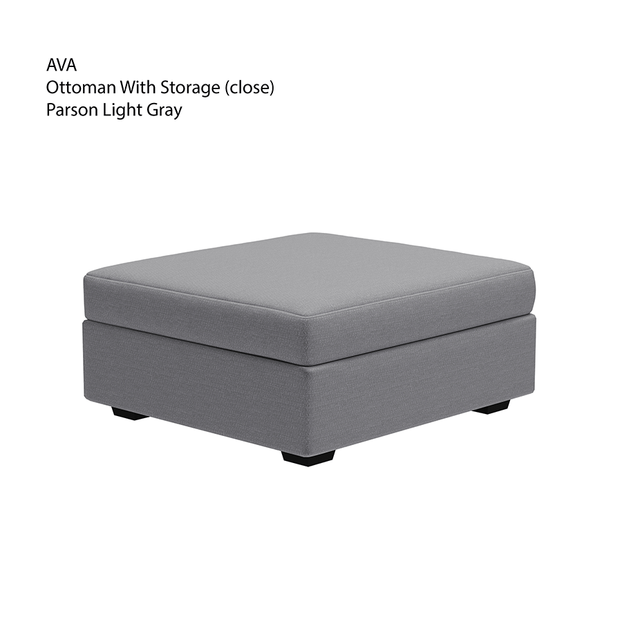 MORE AVA OPTIONS Ava Ottoman with Storage Ava Ottoman with Storage Fabric Parson Light Gray Mandaue Foam