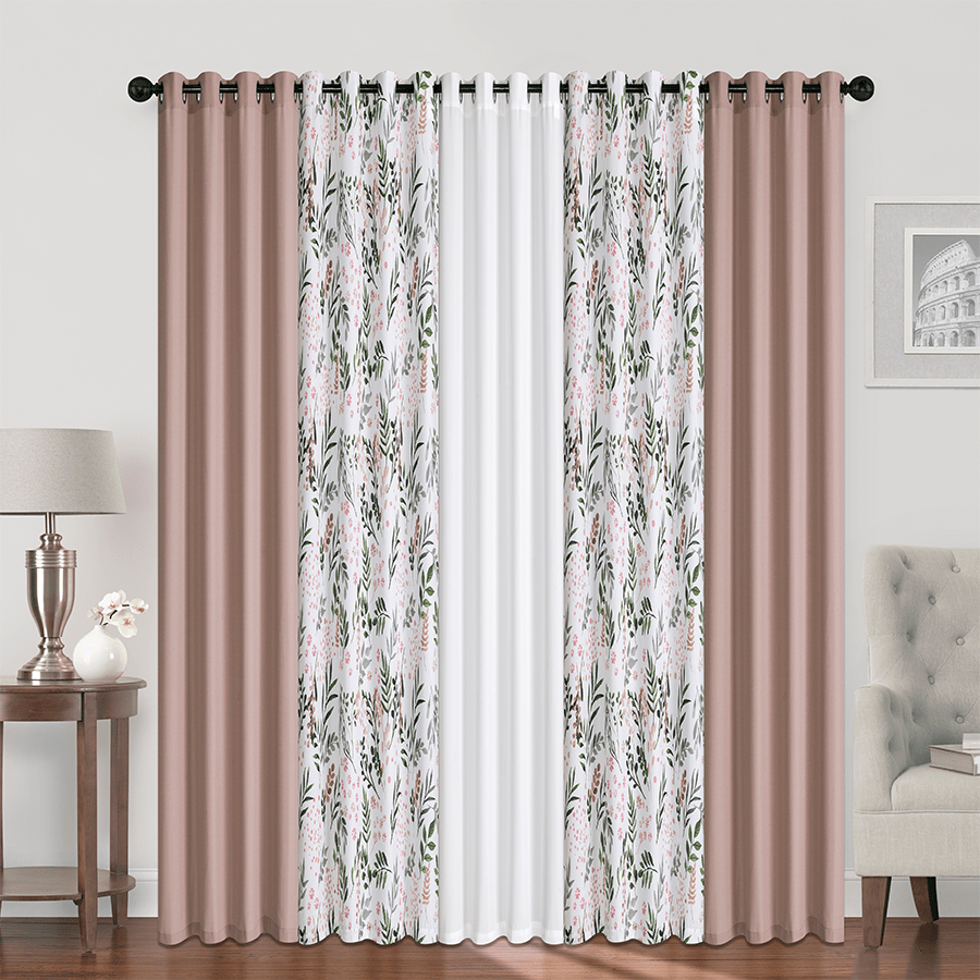 Barta Plain & Print Set of 5 Curtains Barta Plain & Print Set of 5 Curtains Mandaue Foam