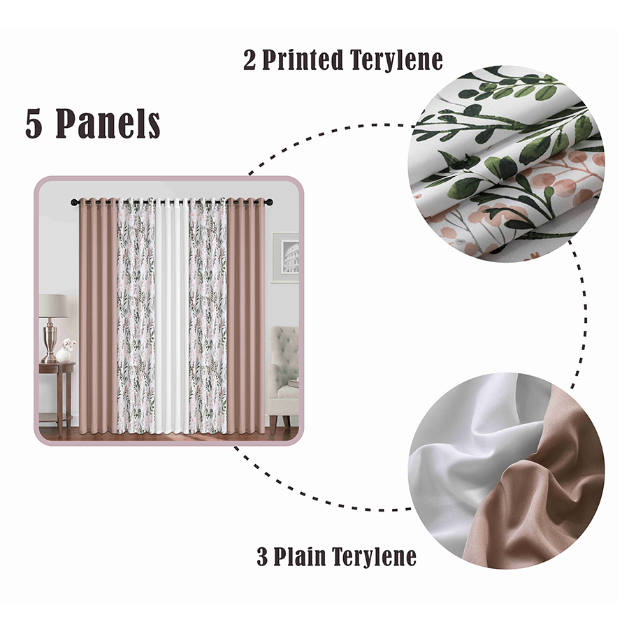 Barta Plain & Print Set of 5 Curtains Barta Plain & Print Set of 5 Curtains Mandaue Foam