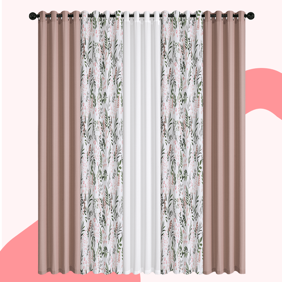 Barta Plain & Print Set of 5 Curtains