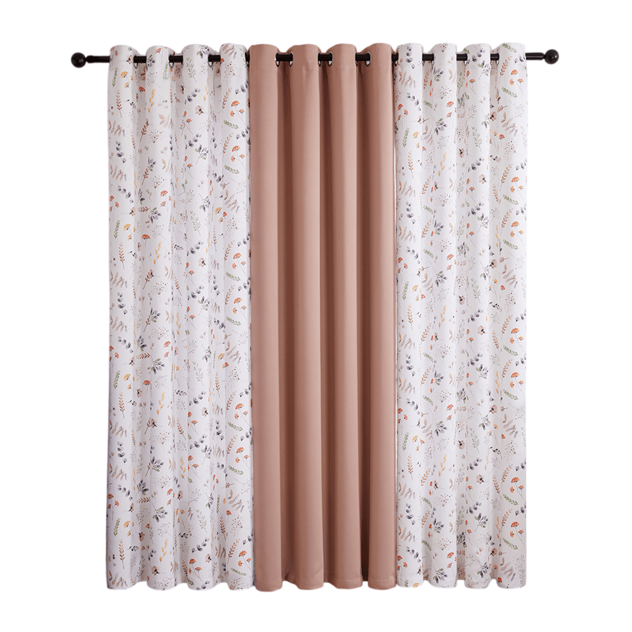 Barthel Plain & Print Set Of 3 Curtains