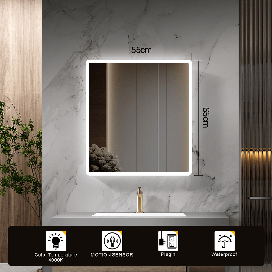 Bathrm Cabinet Mirror with 2 Doors & LED