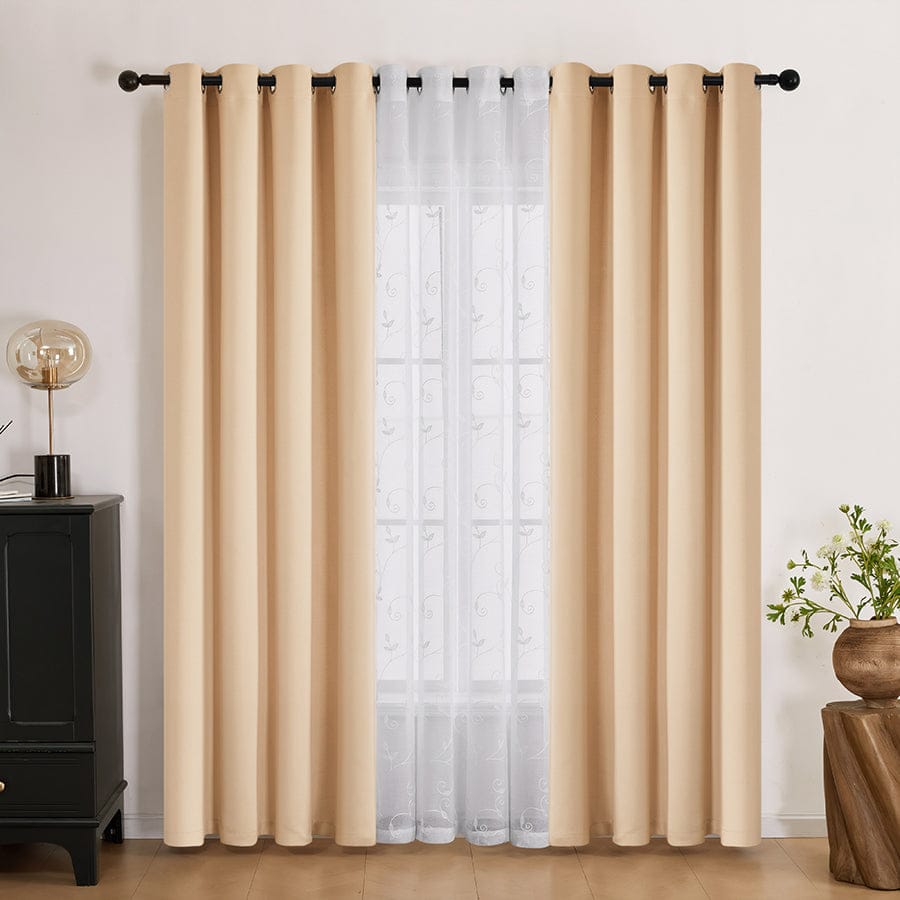 Becka Plain & Print Set Of 3 Curtains