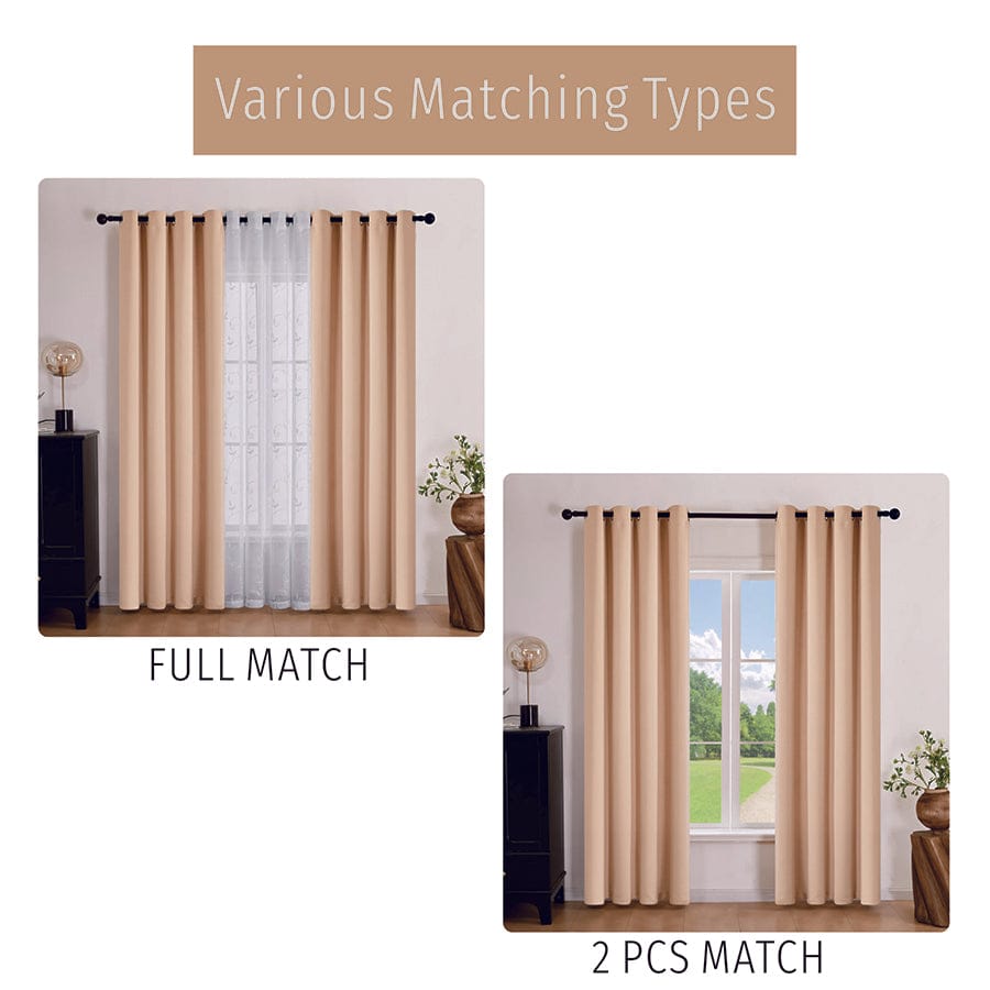 Becka Plain & Print Set Of 3 Curtains