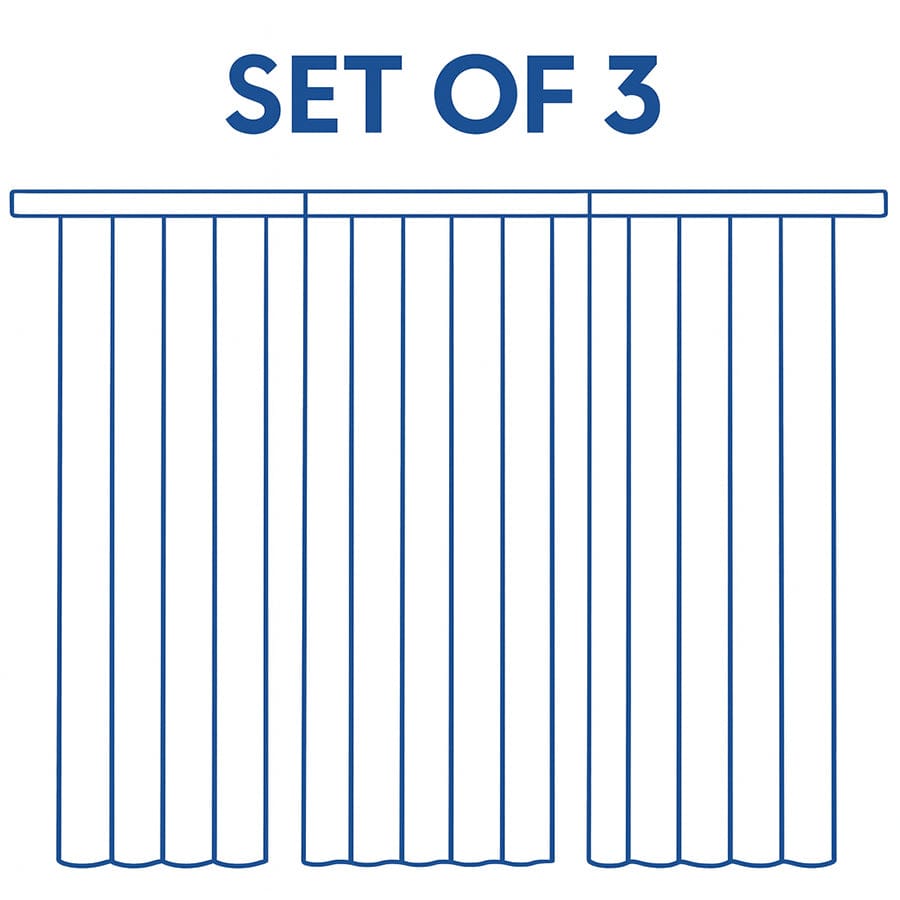 Becka Plain & Print Set Of 3 Curtains