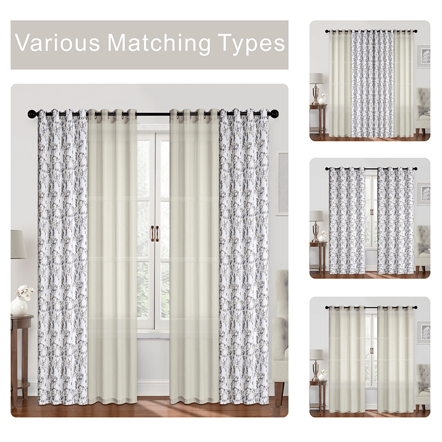 Begga Plain & Printed Set of 4 Curtains Begga Plain & Printed Set of 4 Curtains Mandaue Foam