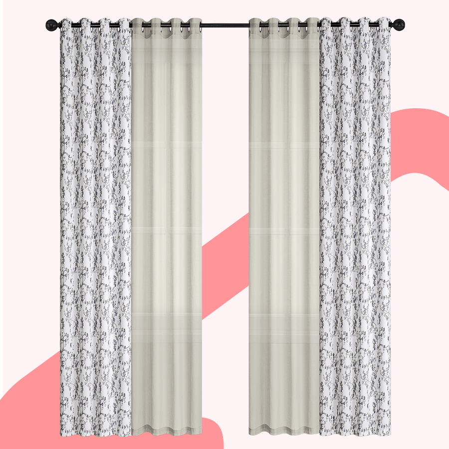 Begga Plain & Printed Set of 4 Curtains