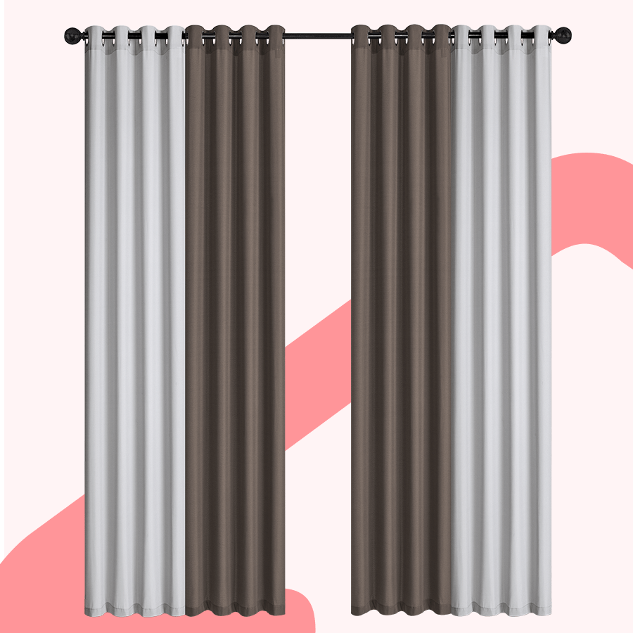 Bela Plain & Print Set of 4 Curtains