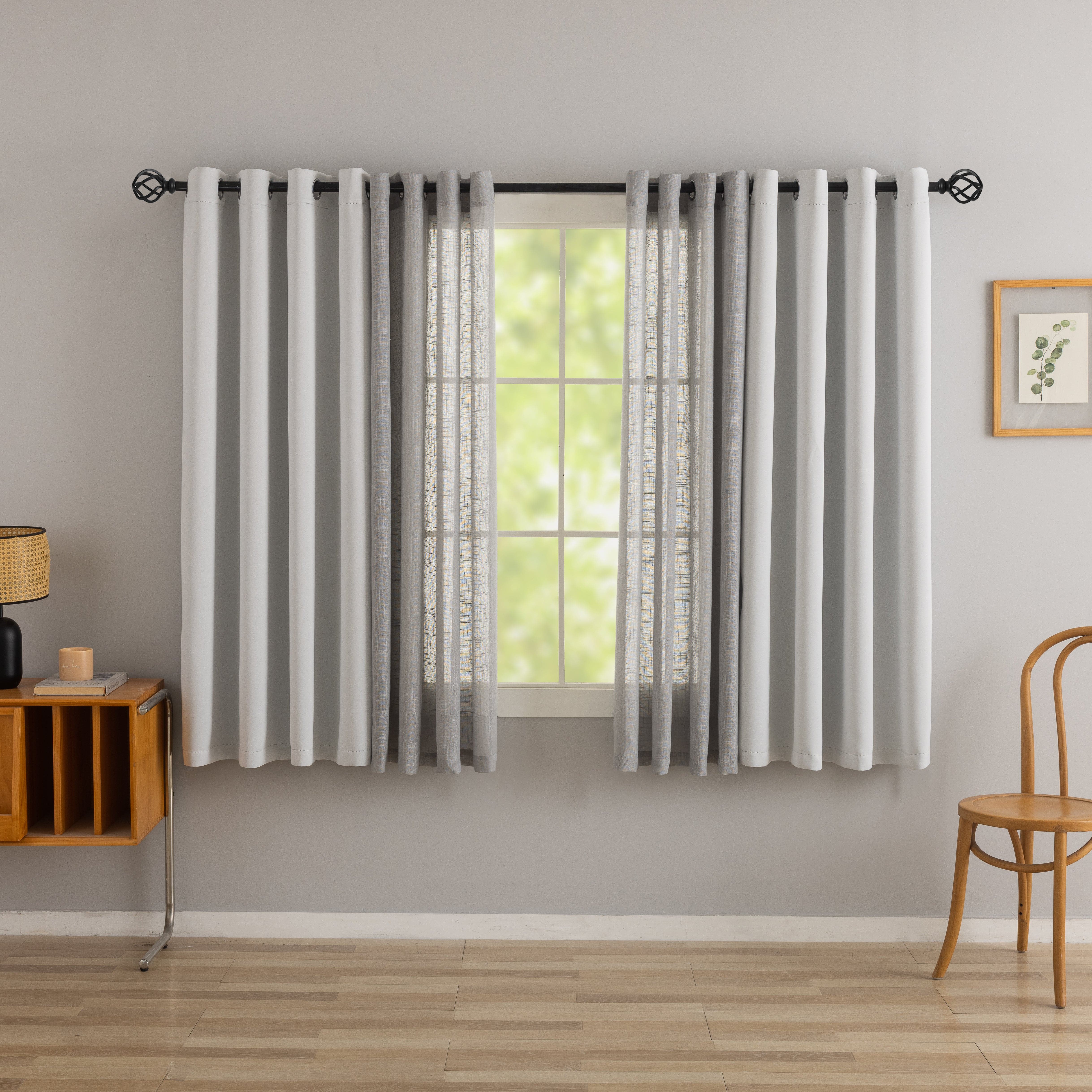 Bellis Plain Set of 4 Curtains