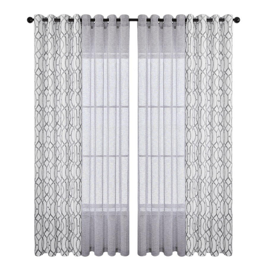 Belysa Plain & Printed Set of 4 Curtains