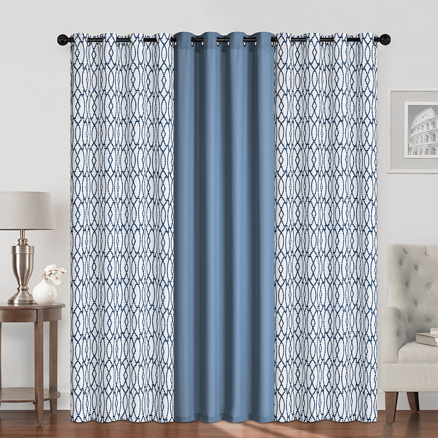 Bernice Plain & Print Set of 3 Curtains Bernice Plain & Print Set of 3 Curtains Mandaue Foam