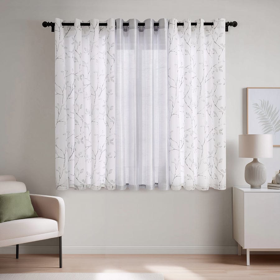 Birga Plain & Print Set Of 3 Curtains