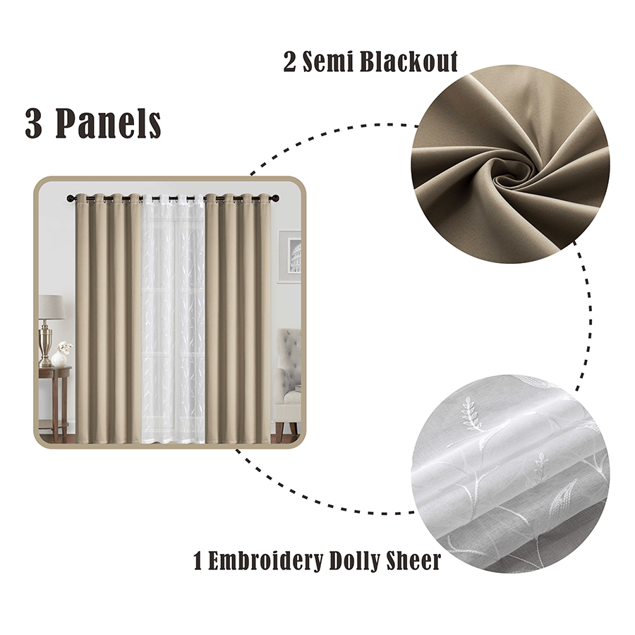 Blenda Plain & Print Set of 3 Curtains Blenda Plain & Print Set of 3 Curtains Mandaue Foam