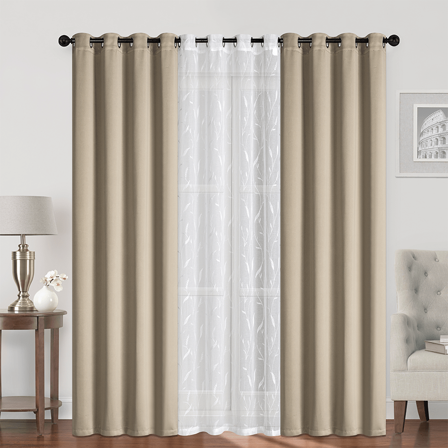 Blenda Plain & Print Set of 3 Curtains Blenda Plain & Print Set of 3 Curtains Mandaue Foam