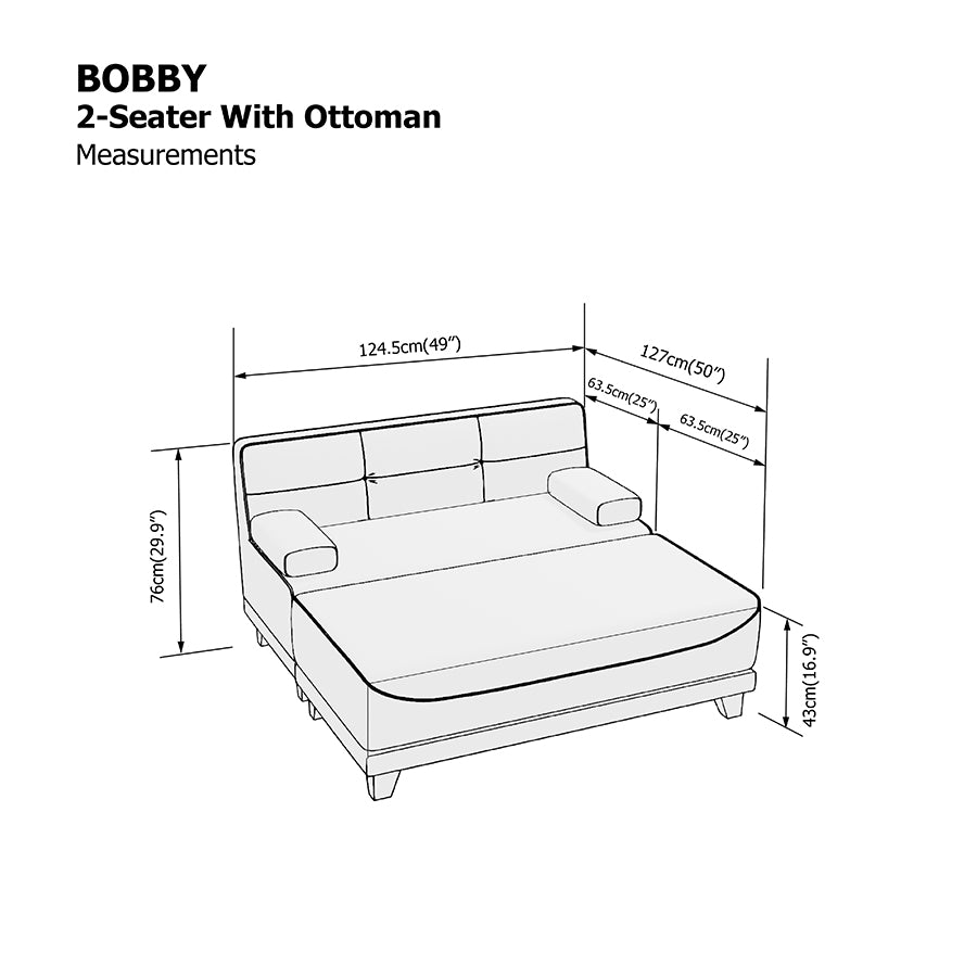 Bobby 2 Seater with Ottoman Sofa