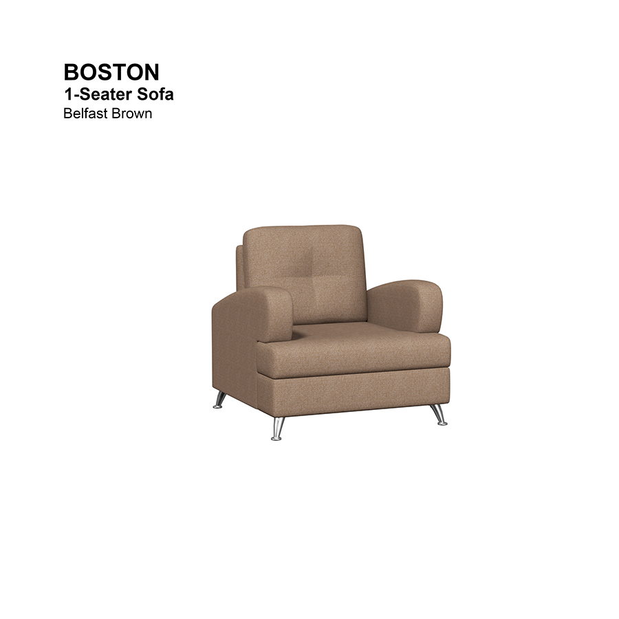 MORE BOSTON OPTIONS Boston 1 Seater Sofa Boston 1 Seater Sofa Fabric Belfast Brown Mandaue Foam