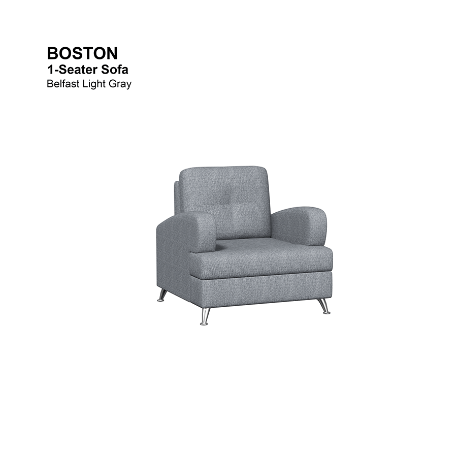 MORE BOSTON OPTIONS Boston 1 Seater Sofa Boston 1 Seater Sofa Fabric Belfast Light Gray Mandaue Foam