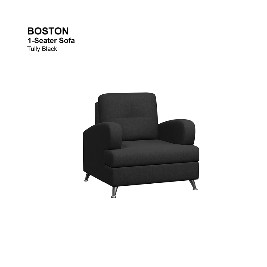 MORE BOSTON OPTIONS Boston 1 Seater Sofa Boston 1 Seater Sofa Leatherette Tully Black Mandaue Foam