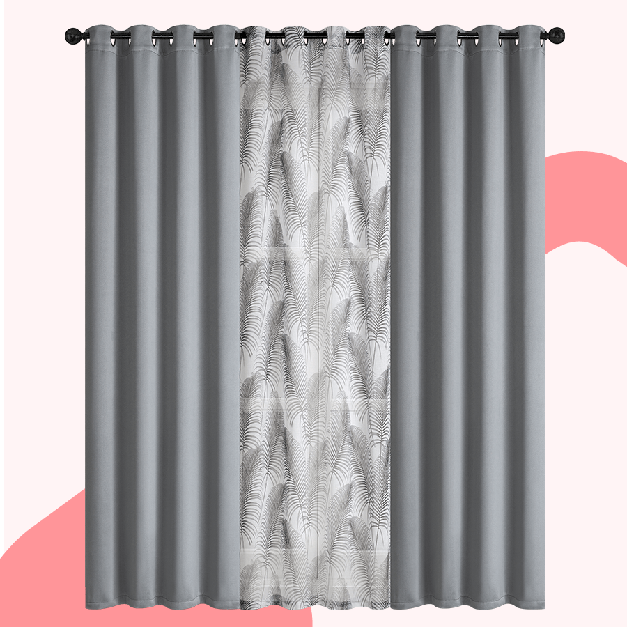 Bothild Plain & Print Set of 3 Curtains