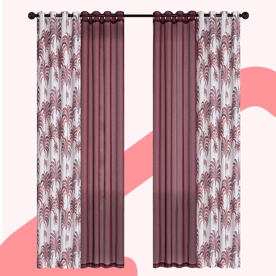 Brage Plain & Print Set of 4 Curtains