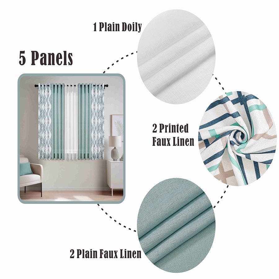 Brant Plain Set of 5 Curtains