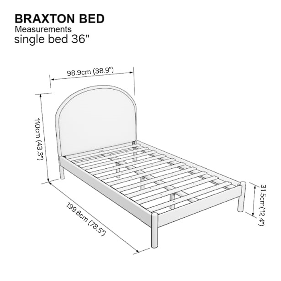 Braxton Bed 36x75" - Oak