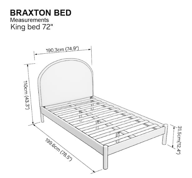 Braxton Bed 72x75" - Oak
