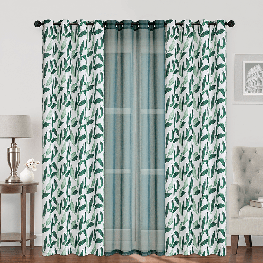 Brynel Plain & Print Set of 3 Curtains Brynel Plain & Print Set of 3 Curtains Mandaue Foam