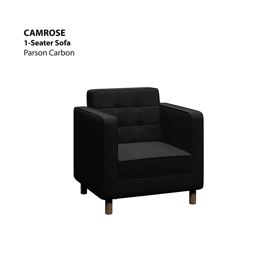 MORE CAMROSE OPTIONS Camrose 1 Seater Sofa Camrose 1 Seater Sofa Fabric Parson Carbon Mandaue Foam