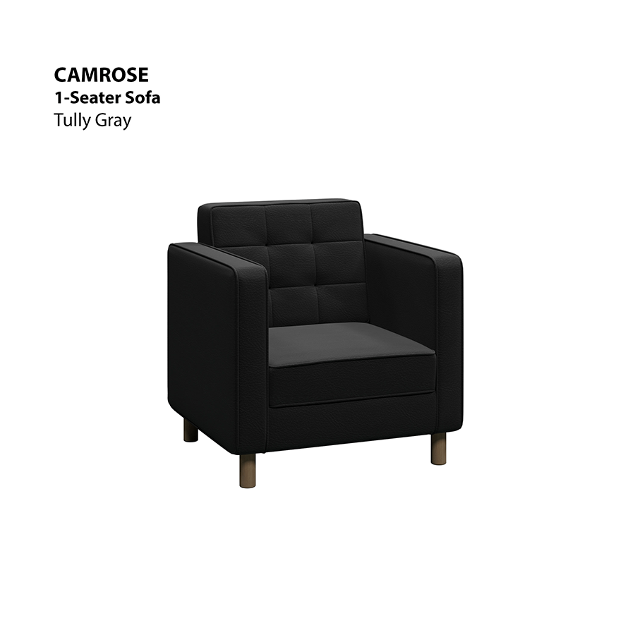 MORE CAMROSE OPTIONS Camrose 1 Seater Sofa Camrose 1 Seater Sofa Leatherette Tully Gray Mandaue Foam