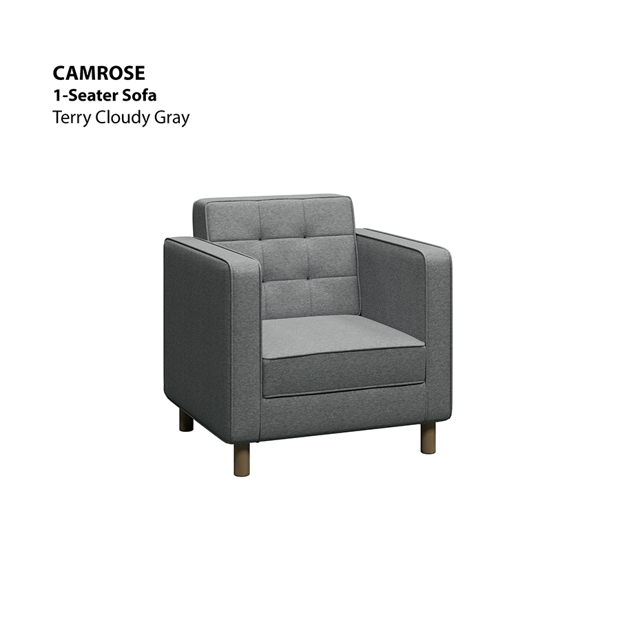 MORE CAMROSE OPTIONS Camrose 1 Seater Sofa Camrose 1 Seater Sofa Lux Terry Cloudy Gray Mandaue Foam