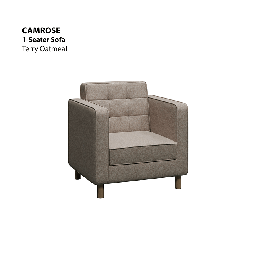 MORE CAMROSE OPTIONS Camrose 1 Seater Sofa Camrose 1 Seater Sofa Lux Terry Oatmeal Mandaue Foam