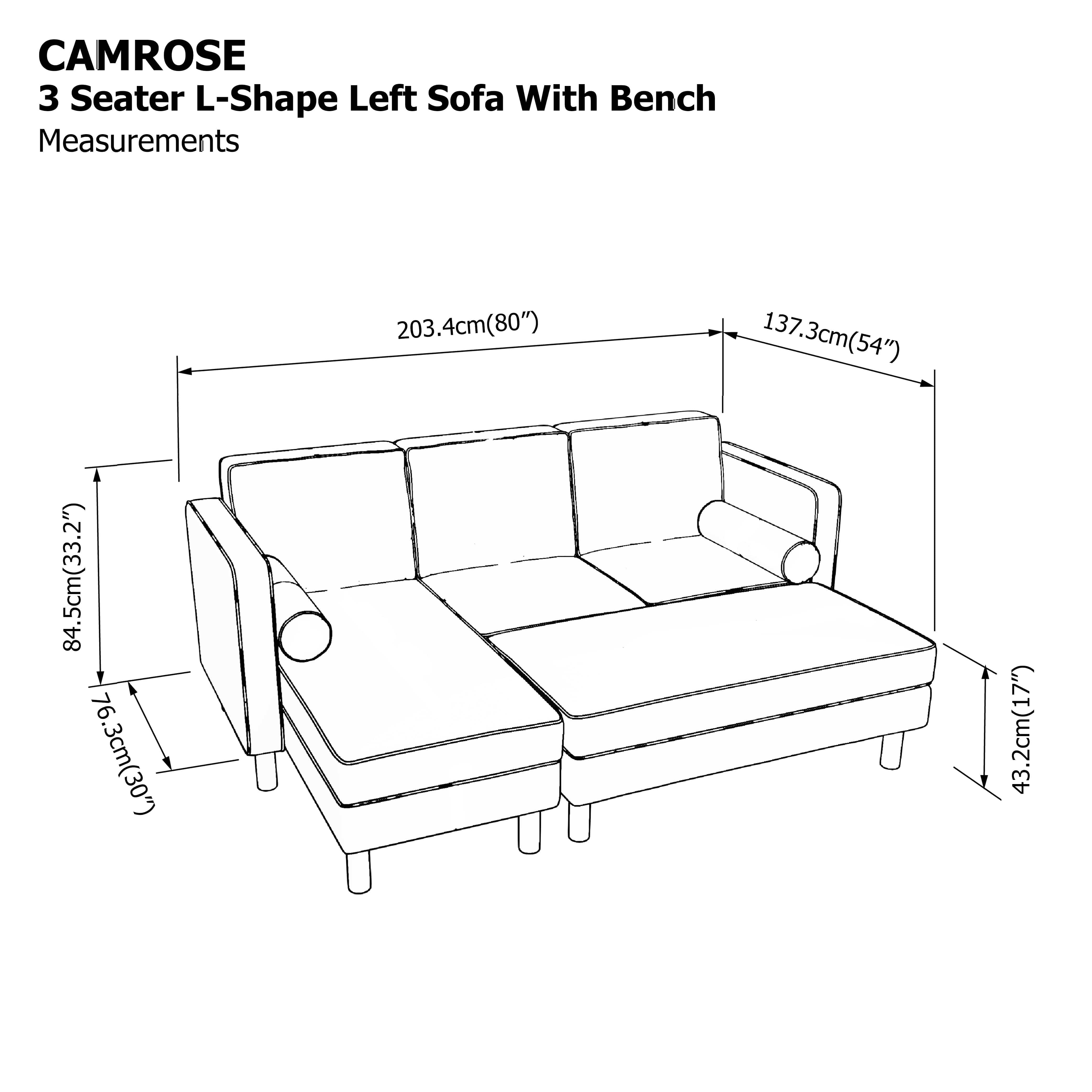 Camrose 3 Seat L-shape Left with Bench