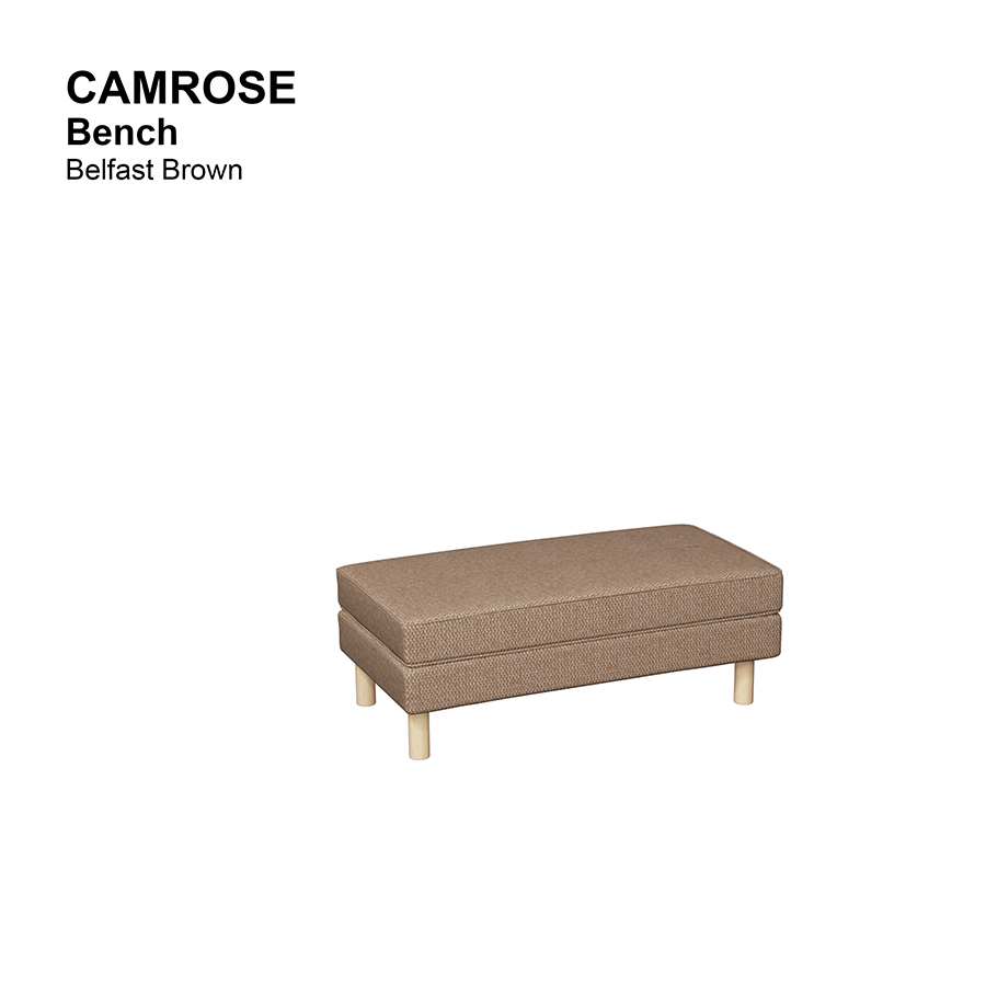 MORE CAMROSE OPTIONS Camrose Bench Camrose Bench Fabric Belfast Brown Mandaue Foam