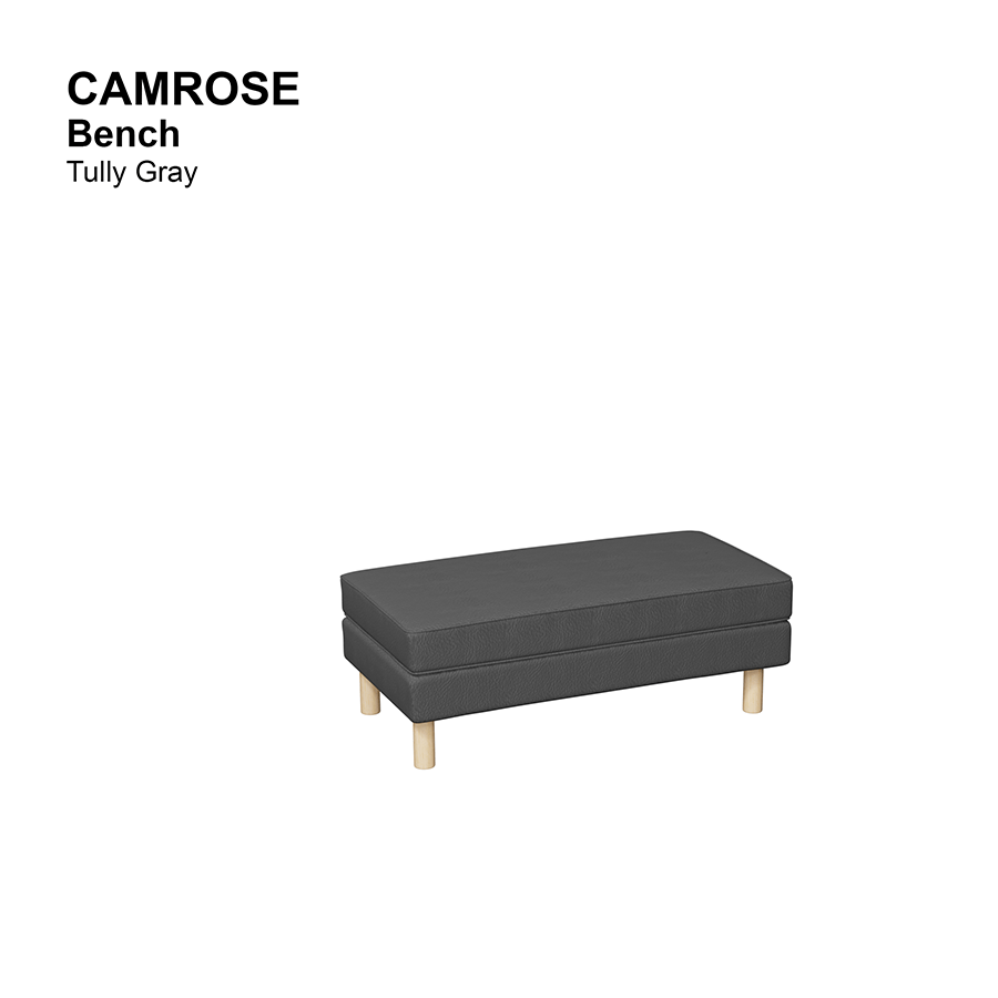MORE CAMROSE OPTIONS Camrose Bench Camrose Bench Leatherette Tully Gray Mandaue Foam
