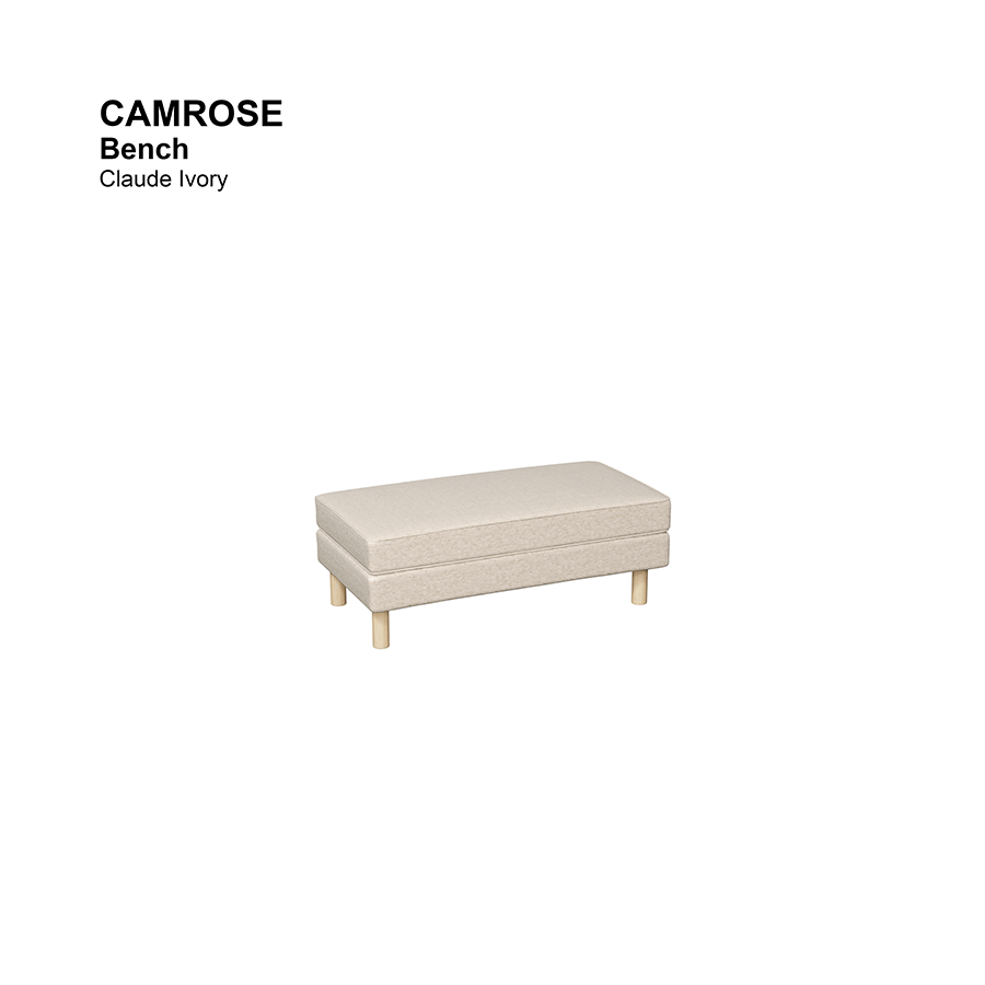 MORE CAMROSE OPTIONS Camrose Bench Camrose Bench Lux Claude Ivory Mandaue Foam